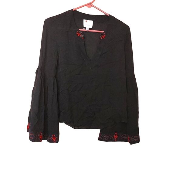 cinq a sept Tops - Cinq a sept Black Delicate Size Extra Small XS Top Blouse Embroidered